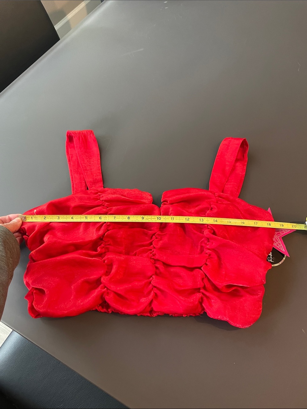 Red Ruched Crop Top - Picture 4 of 4